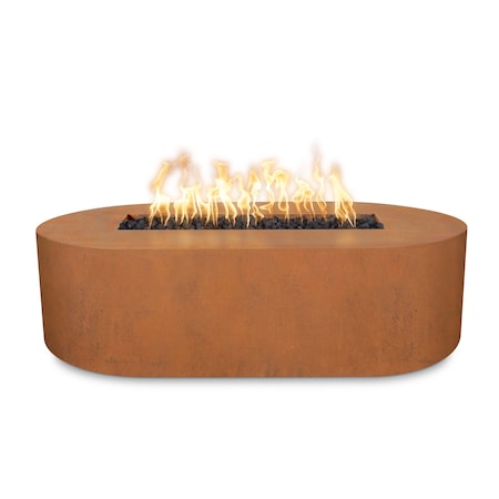 The Outdoor Plus 84 Rectangular Bispo Fire Pit - Corten Steel - Plug & Play Electronic Ignition - Natural Gas OPT-BSPCS84EKIT-NG